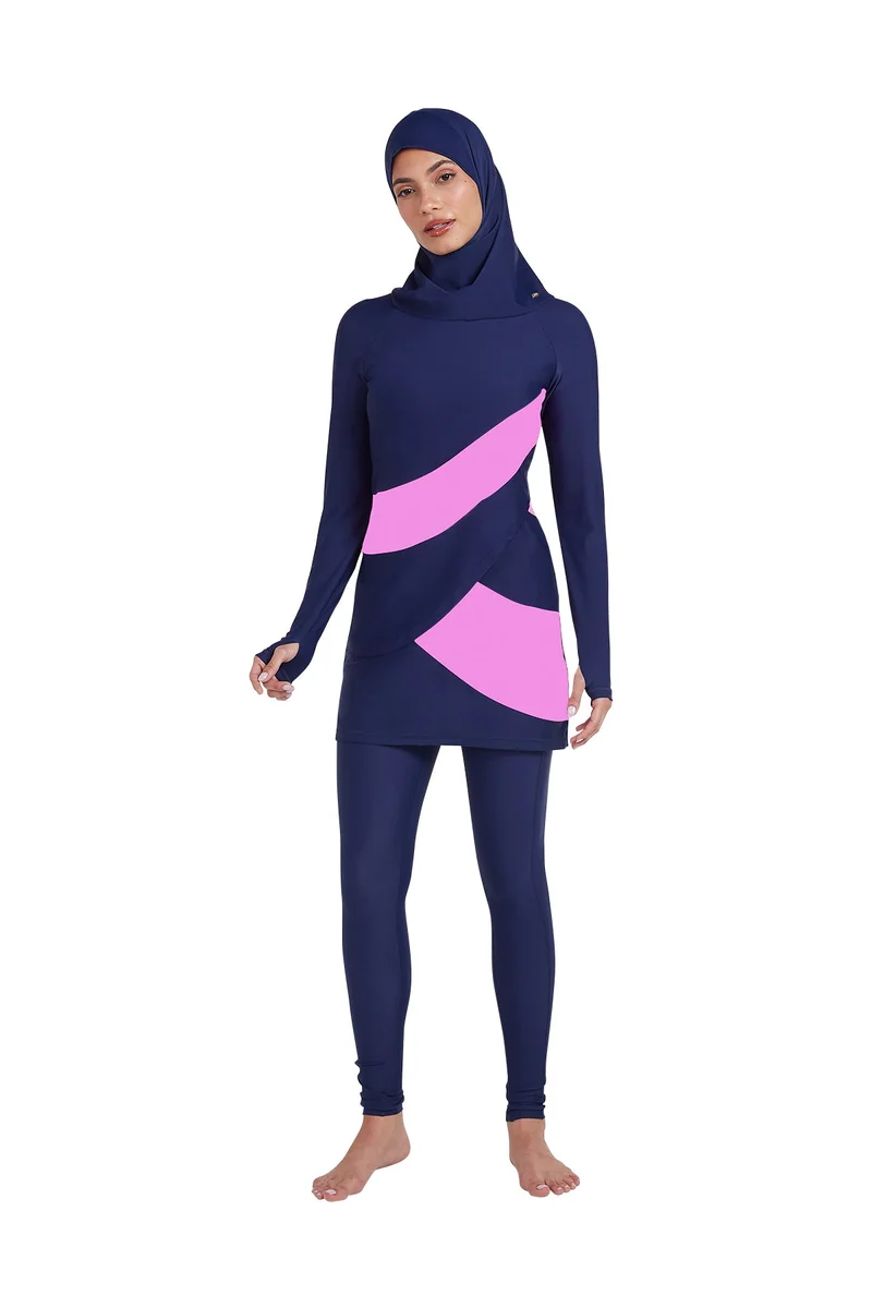 Coega Sunwear  COEGA  Ladies Ladies Modest 3pc Swim Set - Blue Pink Marble for Women | Best Price UAE